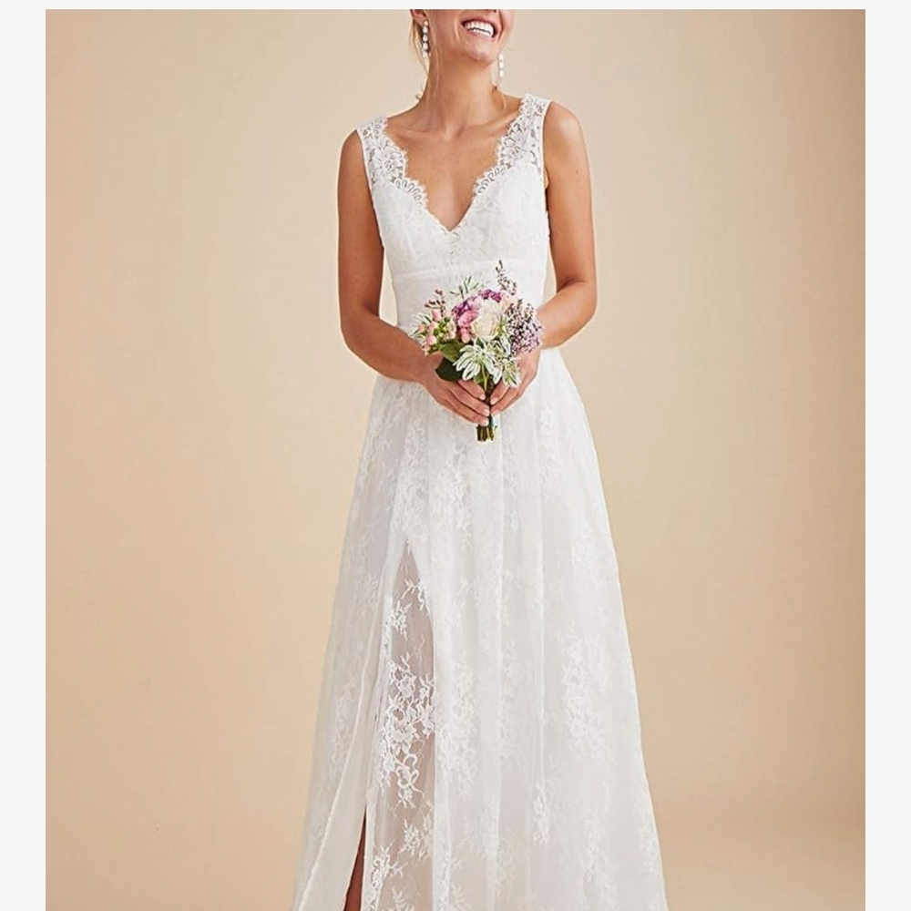 Elegant White Lace Wedding Dress